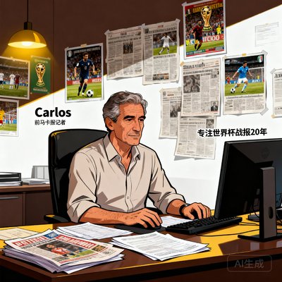 足球编辑Carlos,前马卡报记者,专注世界杯战报20年